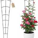 46.6" Tall Plant Trellis for Climbing Plants Indoor Outdoor, Durable Metal Trellis for Potted Plants, Adjustable Climbing Plant Support for Vines, Clematis, Morning Glories, Ivy, Black, 2 Pack