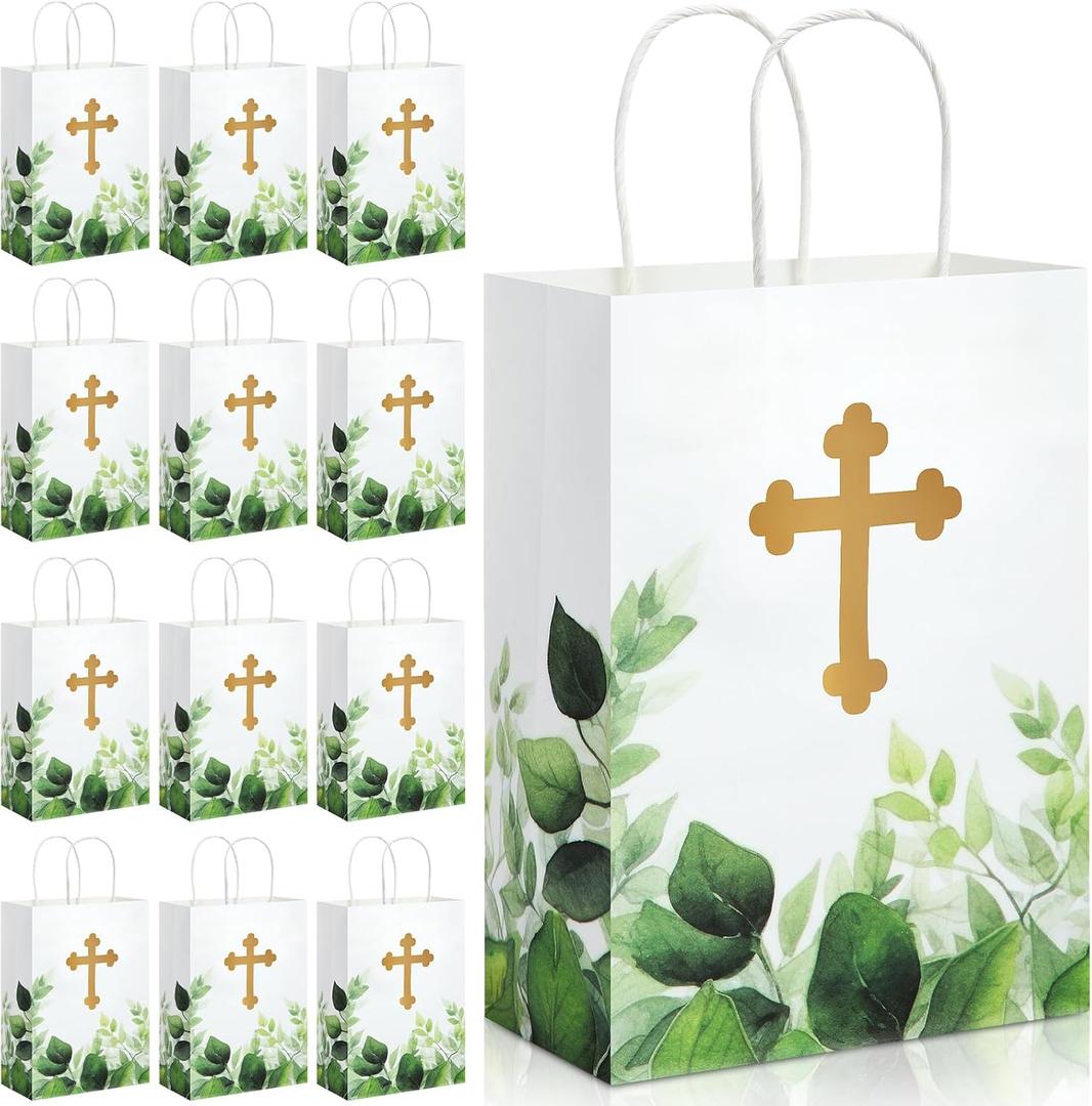 Dinifee 50 Pcs Baptism Gift Bag Christening Religious Party Bags Bulk First Communion Gifts for Boys Girls Christening Baby Shower