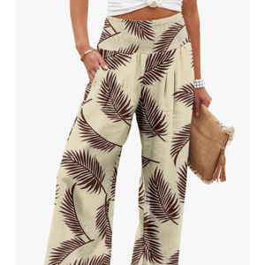 Angerella Womens Elastic High Waisted Palazzo Pants Casual Wide Leg Long Lounge Pant Trousers with Pocket XL