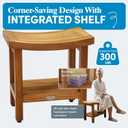 AquaTeak Patented 18" Sumba Teak Shower Bench - Shower Stool with Storage Shelf for Bathroom - Durable Water Resistant Shower Chair - Shaving Foot Rest - Indoor & Outdoor Use