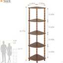 MaxSmeo Corner Shelf, 5-Tier Corner Bookshelf for Small Spaces, Vintage Corner Storage Display Shelves for Bedroom, Bathroom, Kitchen, Living Room (Walnut Brown)