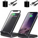 2 Pack Wireless Charging Stand, 20W Fast Charging Stand with QC3.0 Adapter for Samsung Galaxy S25/S25+/S25 Ultra/S24/S23/S22/S21/Note, for iPhone 17 Air Pro Max/16/15/14/13/12/11 Series, and More.