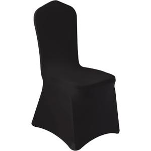 50 Pcs Black Washable Removable Universal for Wedding Party Dining Banquet Polyester Spandex Stretch Slipcovers Chair Covers