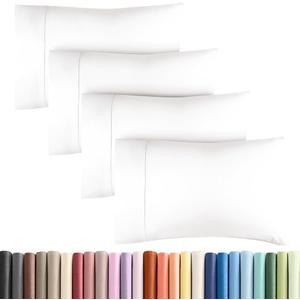 King Pillow Cases - 4 Pack - Super Soft Pillowcase Covers - Envelope Enclosure - Hotel Quality Pillow Protectors - Wrinkle Free, Fade, Shrink & Stain Resistant - Machine Washable - 20" x 40" (White)