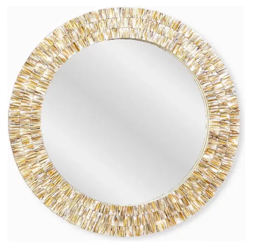 31.5" Round Capiz Shell Mirror Handmade Luxury Coastal Wall Decor
High-clarity silver mirror, beveled edge, handcrafted capiz shells, linen frame, ready to hang for bedroom entryway