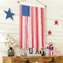 4th of July Decorations - Vintage American Flag 4 x 2.3 Ft Rustic Rag Ribbon Flag Banner - Patriotic Flag & Independence Day Decor for Home Mantel Party Vintage 4th of July Decorations for Outside Yard Porch