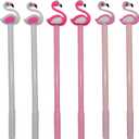 Maydahui 12 PCS Flamingo Gel Pen Cute Cartoon Animal Pens Novelty Creative Pen 3 Color Black Ink for Office School Party Stationery Supplies