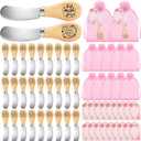 Chumia 40 Sets Mother's Day Party Favors Bulk Gifts for Mother Mom Stainless Steel Butter Knife with Wood Handle with Card Organza Bag Thank You Mom Birthday Xmas Party Supplies Gifts