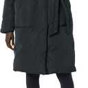 Daily Ritual Women's Padded Belted Puffer Jacket,  Black Large