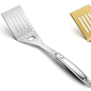Evanda Silver Grill Spatula, Stainless Steel Titanium Silver Plating Multifunction Barbecue Turner, Sturdy and Durable Handle, Heat Resistant, Great for Outdoor BBQ, Teppanyaki, Camping