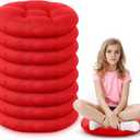 Fumete 8 Pcs 16 Inch Round Floor Cushions for Kids and Toddlers, Flexible Seating Classroom Furniture Floor Pillow for Home, Daycare, Preschool, Yoga and Meditation (Red)