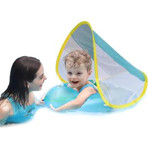 Free Swimming Baby Inflatable Baby Float with Sun Canopy Size Improved Infant Pool Floaties Swimming Pool Toys for The Age of 3-36 Months (Blue, X-Large)