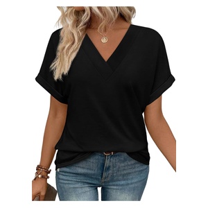 WIHOLL Womens Summer Tops Short Dolman Sleeve Shirts 2025 Fashion V Neck Outfits Clothes, Size XL