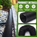 Glooglitter 4 in OD x 25 ft Flexible Drain Pipe Expandable Landscaping Drain Pipe Corrugated Pond Tubing PE Hose Black Solid Tubing for Pond Pump Fountain Garden Swimming Pool Fountain Waterfall