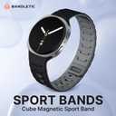 Bandletic Silicone Magnetic Band Compatible with Samsung Galaxy Watch 8 40mm 44mm / 8 Classic 46mm 2025, No Gap Soft Sport Wristbands Breathable Replacement Strap for Men Women, Black/Gray