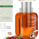 1 Gallon Kombucha Starter Kit, Glass Kombucha Jar with Spigot and Stainless Steel Mesh Filter Fermentation Kit for Home Brewed Kombucha Bottles, Includes Test Strips, Measuring Cups, Cloth Top