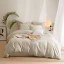 King Size Soft Duvet Set - Boho Beige Tan Bedding - 104'x90' Comforter with 2 Pillowcases
