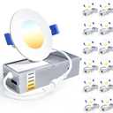 Ensenior 12 Pack 3 Inch LED Recessed Ceiling Light, Dimmable, 2700K-5000K 5CCT, 500LM 6W 120V, High Brightness Canless Wafer Downlight - ETL&FCC&IC