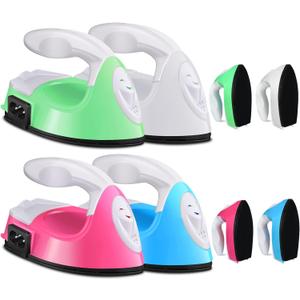 Zhehao 4 Pcs Mini Craft Iron Small Heat Press 3.39 x 2.36 x 2.56 Portable Heat Transfer Machine with Charging Base Accessories DIY Clothe Bead Patch Bag Hat Vinyl(Rose Red, Green, Blue, White)