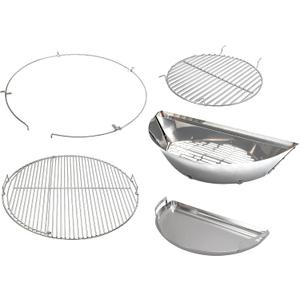 SnS Grills Slow N Sear 5-Piece Cooking System - Patented Charcoal Basket with Removeable Water Reservoir, EasySpin Grate, Drip Pan for Low N Slow Smoking & Charcoal Grilling on Big Green Egg LG