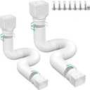 2 Pack Flexible Rain Gutter Downspout Extensions,Drain Downspout Extender,Gutter Extension Flexible,Down Spout Drain Extension Pipes,Extendable from 21 to 60 Inches (White)