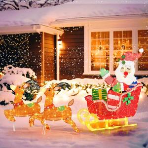 3 PCS Lighted Christmas Reindeer Family Set Holiday Decoration with 255 Lights