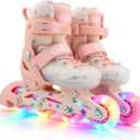 Kids Roller Blades Ages Inline Skates Adjustable for Girls & Boys Size C9 to Y8 Roller Skates with Light-Up Wheels for Outdoor/Indoor, Size 4.5-5.5