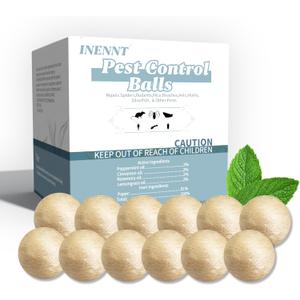 12 Pack Silverfish Repellent Indoor,Long-Lasting Indoor Insect & Rodent Repellent for Spider, Ant, Cockroach, Mouse, Silverfish - Natural, Safe for Pets & Kids, Powerful Peppermint Oil (Ball)