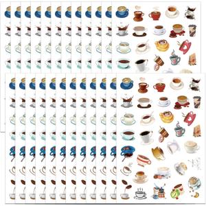 816PCS Coffee Stickers Party Favors Latte Stickers Coffee Themed Supplies Holiday Birthday Baby Shower Wedding Party Decorations