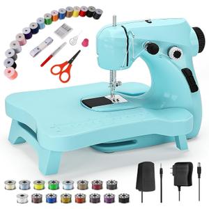 Mini Sewing Machine, Portable with Extension Table & Sewing Kit, Dual Speed Control, Built-in Light, Ideal for Beginners & Quick Household Repairs