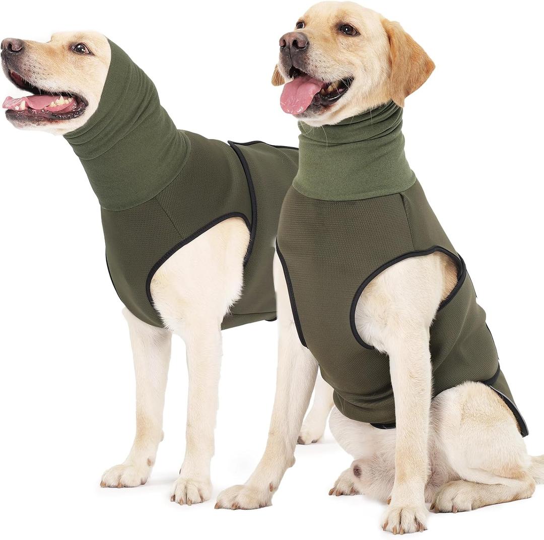 ROZKITCH Dog Anxiety Vest Hoodie with Head Cover, Jacket for Noise Block & Ear Protection, Calming Coat for Travel & Vet Visits ArmyGreen S