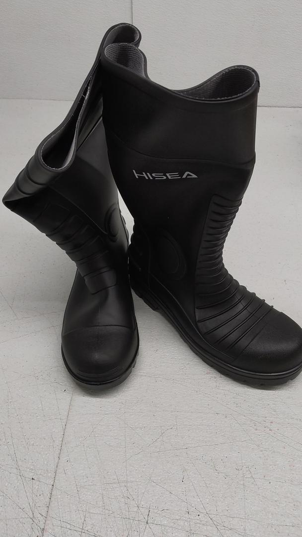 HISEA Men's Steel Toe Rain Boots PVC Rubber Boots, Waterproof Garden Fishing Outdoor Work Boots, Durable Slip Resistant Knee Boots for Agriculture and Industrial Working Size 8/41