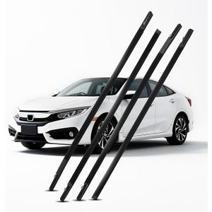 4Pcs Window Weather Stripping Moulding Weatherstrip Trim Seal Belt Compatible with Honda Civic 2016-2021 4 Door Sedan, Replace#72450-TEA-T01 72410-TEA-T01 72950-TEA-T01 72910-TEA-T01