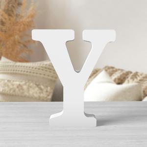 6 Inch White Wood Letters Unfinished Wood Letters for Wall Decor Decorative Standing Letters White Block Letters for wall Decoration for Craft Home Party Projects (Y)