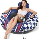 Jasonwell Inflatable River Tube Float - Heavy Duty River Float Pool Floats Lake Premium Water Tubes for Floating Recreational River Raft Lounge Floaties with 2 Cup Holders for Adult (Large, Darkblue)