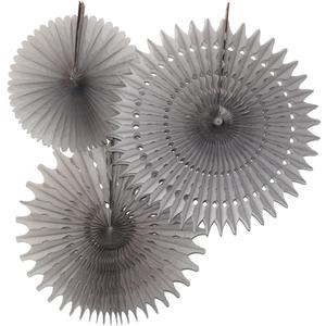 Set of 3 Honeycomb Tissue Fans, Gray (13-21 Inch)