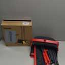 Broom with Dustpan Combo Set, Long Handle Upright Standing Self-Cleaning Broom and Dustpan Set for Pet Hair & Dust Cleanup, Indoor Outdoor Use for Home, Kitchen, Office, Red & Gray