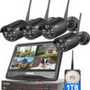 Hiseeu [16CH Expandable, 5MP] 2.4G/5G Wireless Pro Security Camera System, 10.1" LCD 8MP Monitor, 4Pcs 5MP Outdoor Indoor Cameras, One-Way Audio, Plug & Play, Waterproof, Motion Detection, 1TB HDD