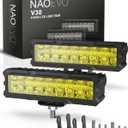 NAOEVO 6 Inch LED Light Bar, 50W 4000LM LED Off Road/Fog/Driving Lights, Spot & Flood Combo for Trucks, Cars, Boat, ATV, UTV, 2 Pcs (Yellow&Green)