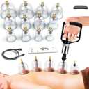 Cupping Therapy Set w/ 12 Massage Cups for Back Pain Relief Physical Therapy with Hand Pump