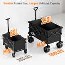 40" L Collapsible Wagon Cart Foldable, 500lbs Weight Capacity 250L Heavy Duty Folding Beach Wagons with Big All-Terrain Wheels, Utility Carts for Groceries, Shopping, Camping, Sports - Black