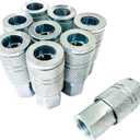 SANFU 3/8 High Flow Air Fittings, 3/8 Inch Flow Size, Industrial M-Type Coupler, 3/8 Inch Female Threads Size, Steel Material, 300PSI, 9 Pieces Air Compressor Accessories Fittings