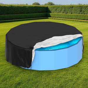 97'' Round Dog Pool Cover, Foldable Pet Swimming Pool Cover with Drawstring Design, Collapsible Dog Pool Cover Waterproof and Dustproof (97'' x 16'')