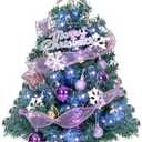 LOENIY 24In Tabletop Christmas Tree, Mini Christmas Tree with DIY Ornaments 35 LED Lights Star Treetopper, Small Xmas Artificial Tree for Holiday Indoor Christmas Decoration (Purple)