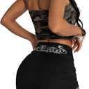 MakeMeChic Women's Summer Y2K Micro Mini Shorts Rhinestone Ruched Party Shorts Club Outfits (Black, L)