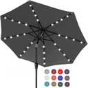 ABCCANOPY Durable Solar Led Patio Umbrellas with 32LED Lights 9FT (Dark Gray)