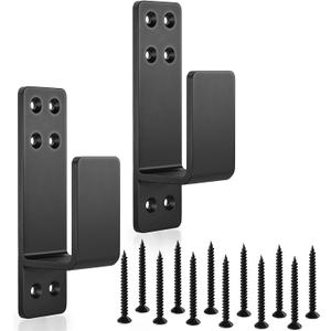 2x4 Door Barricade Brackets Heavy Duty 2 Pcs Door Bar Holder Brackets for Home Security Black