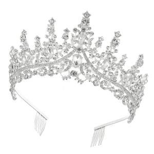 Unique Bargains Silver Tone Crystal Tiara Crowns Elegant Princess Crown with Combs Tiaras Hair Accessories, Sweet 16