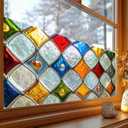 Stained Glass Window Film Home Decorative Privacy Window Film 39.317.7 Inches for Glass Door Home and Office Bedrooms PVC Static Cling Sticker