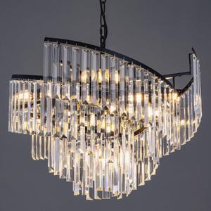 TOCHIC Modern Black Crystal Chandelier for Dining Room, 24" 7-Light Farmhouse Ceiling Light Fixture with Spiral Design, Pendant Light Fixtures for Living Room, Entryway, Foyer, Kitchen Island (23.8")